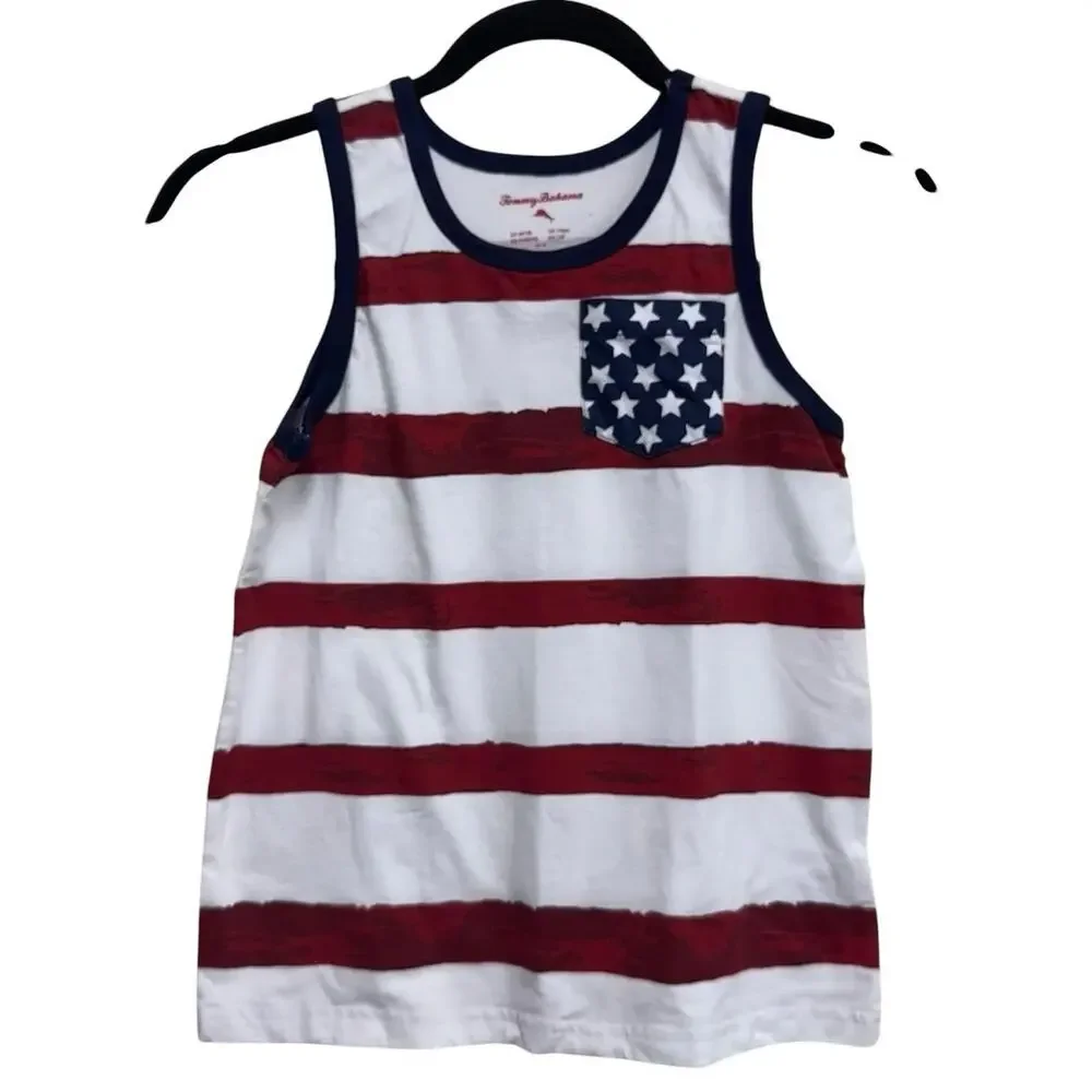 Tommy Bahama Boys Flag Stripe Tank Top Size‎ M 7/8 Patriotic